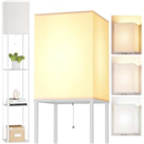 DEANIC Floor Lamp with 3 Color Temperatures, 3-Tier Shelf Lamps for Living Room, Bedroom, or Officel, LED Standing Lamp with Storage, Lampe sur pied (White)