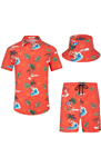 EISHOPEER Men's Flower Hawaiian Sets Casual Short Sleeve Shirt and Shorts Suits Outfits with Bucket Hats
