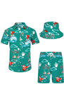 EISHOPEER Men's Flower Hawaiian Sets Casual Short Sleeve Shirt and Shorts Suits Outfits with Bucket Hats