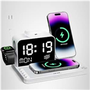 Acer 7-in-1 Wireless Charging Station with LED Clock - 30W Fast Wireless Charger for iPhone 16/15/14/13/12/Pro Max, Apple Watch, AirPods - Bluetooth Auto Time Sync & Night Lights (White)