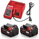 2 Pack 8.0AH M18 Battery and Charger Kit, Replace Milwaukee M18 Battery 48-11-1881 48-11-1865 48-11-1862 48-11-1852 48-11-1850, Compatible with Milwaukee 18V Cordless Power Tools