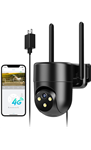 LIWAN 4G LTE Cellular Security Camera Wired, No WiFi Security Camera Outdoor, Plug-in for 24/7 Recording, 360° View, 2K Color Night Vision, 2-Way Talk, Built-in SIM Card, Black, 1 Pack