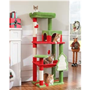 PEQULTI Christmas Cat Tree for Indoor Cats, 143cm Red Metal Frame Tower