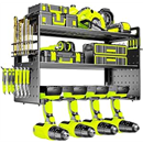 Modular Power Tool Organizer Wall Mount, Garage Drill Storage Shelf with Hooks, Heavy Duty Metal Premium Garage Tool Shelf, Gift for Man Cordless Tool Storage Rack (Black)