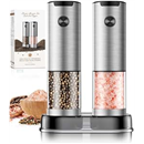 Electric Salt and Pepper Grinder- Automatic Battery Pepper Mill Shakers Kitchen Essentials for New Home Adjustable Coarseness Upgraded Larger Capacity with Led for Housewarming Gifts