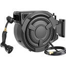 Wikiwiki Retractable Garden Hose Reel 1/2 in x 100 ft, Heavy Duty Wall Mounted Hose Reel with 10- Function Sprayer Nozzle, Any Length Lock/180°Swivel Bracket/Automatic Slow Return System/UV Resistant