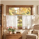 NICETOWN White Kitchen Tiers Semi Sheer Drapes Half Window for Bathroom, Leaf Lace Vintage Curtains Rideaux Voilage Privacy Protect Light Filtering Romantic for Decor, W29 x L24, Rod Pocket, 2 Panels