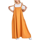 Denim Jumper Dress for Women Loose Version Baggy Style Maxi Length Adjustable Straps Wide Hemline