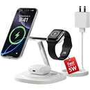 3 in 1 Magnetic Wireless Charger for Apple - Fast Charging Station Compatible with MagSafe for iPhone17-12, Apple Watch& AirPods, Phone and Watch Charger Stand for Desktop Bedside Nightstand (Ivory)