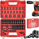VEVOR 3/8" Drive Impact Socket Set, 50-Piece, Deep & Shallow Kit