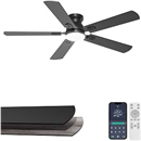 52'' Black Flush Mount Ceiling Fan with Lights for Bedroom