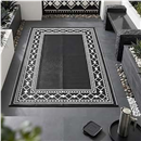 Garvee 6x9 Outdoor Rug for Garden Contemporary Washable Easy-Clean Picnic Rug Modern Waterproof Plastic Mats Black and White Diamond Bordered Double-Sided Camping Rug for Farmhouse Balcony Backyard
