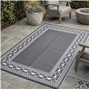 Garvee 6x9 Outdoor Patio Rug Grey Plastic Waterproof Carpets Modern Bordered Picnic Mat Contemporary Diamond Washable Non-Slip Portable Outdoor Easy-Clean Area Rug for RV Farmhouse Backyard Balcony