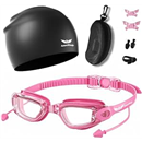 7 in 1 Swim Goggles + Swim Cap for Men Women,No Leak Anti-Fog & UV, Wide Visio HD Mirror PC Lens