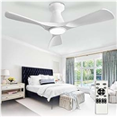 Depuley 52-Inch Ceiling Fans with Lights: White 3 Blade Flush Mount Low Profile Ceiling Fan for Bedroom - Dimmable Indoor Outdoor Fan with Remote Control Ultra Quiet DC Motor Timer