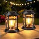 Solar Lantern Outdoor Waterproof, 2 Pack Bright Hanging Solar Lights for Outside Decorative, Upgraded Solar Powered Lanterns LED Lighting for Garden Patio Porch Decor Gifts (Warm Light)