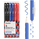 Grabie Erasable Gel Pens, Medium Point 0.7 mm Erasable Pens, Make Mistakes Disappear for Drawing Writing Planner, Pack of 6, Black/Blue/Red