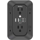 Addtam Outlet Extender Surge Protector, 6-Outlet Splitter with 4 USB Wall Charger(2 USB-C Ports), Multi Plug Wall Outlet 1800J Power Bar for Home Office Dorm Room Essentials, Black