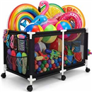 280 Gallon 69" Pool Storage Bin XXL Extra Large Swimming Pool Float Storage Bin, Pool Noodles Holder, Toys, Floats, Balls and Floats Equipment Mesh Rolling Bin for Garden Lawn, 69" Lx32 Wx35 H (Black)