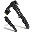 HX OUTDOORS Folding Tactical Axe with Hammer and Bottle Opener, DC53 Steel Blade G10 Handle Foldable Axe with Lock, Multifunctional Collapsible Camping Survival Bushcraft Splitting Hatchet (Black)