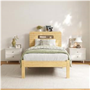 ZIYOO Solid Bamboo Wood Twin XL Bed Frame with Storage Headboard, 12 inch Platform Twin XL Bed Frames No Box Spring Needed with Steel Slats, Sturdy and Stable, Easy Assembly, Noise Free