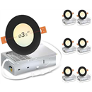 LVWIT 6 Pack 3 Inch 5CCT Black Pot Lights with Junction Box Dimmable