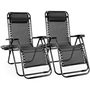Alpen Zero Gravity Lounge Chair Set of 2, Patio Chair Folding Lounge Chairs for Outside, Portable Camping Chairs with Pillow and Cup Holder, Outdoor Recliner for Beach Outdoor Camping, Black