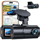 GKU 4K Dual Dash Cam Front and Rear, STARVIS 2 Sensor, 5.8GHz WiFi6 Up to 20MB/s, Voice Control, Dash Camera with GPS, WDR Night Vision, 24H Parking Mode, Loop Recording(No SD Card)