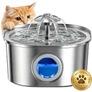 PEKTACO Cat Water Fountain, 3.2L Stainless Steel Pet Fountain, 1 Filter
