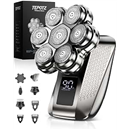 7D Head Shavers for Bald Men, Waterproof Wet or Dry Electric Razor for Men/Women, 5-in-1 Detachable Head Shaver, Grooming Kit, LED Display/Type-C Charge, Travel-Friendly, Portable-Steel Gray