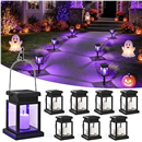 GIGALUMI 8 Pack Solar Halloween Lanterns Outdoor, Candle Lights with Stakes