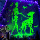 Halloween Projector Lights, Skeleton Walking Dog 3D Dynamic Projector HD Pattern Outdoor Halloween Decorations Projection Light for Yard Wall Window Garage Party Door Decor