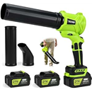 Leaf Blower, 180° Rotating Cordless Leaf Blower with 2 x4Ah Batteries and Charger, 6 Speed Modes 980000 RPM Electric Handheld Blower, Lightweight Small Blower for Lawn Care, Patio, Blowing Leaves Dust
