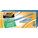BIC Round Stic Ball Pen, Fine Point (0.8 mm), Blue, 12 Pens (3 Packages of 12 Pens)