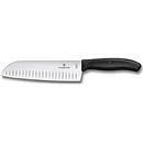 Victorinox 0046928475292 Victorinox 6.8523.17 Swiss Classic Santoku Knife with Fluted Edge, 7 in, Black, Black