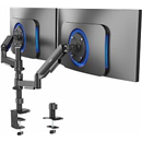 VIVO 17 to 32 inch Dual Pneumatic Monitor Mount, 2 Pneumatic Arms, Adjustable Swivel, Rotation, Heavy Duty VESA Desk Stand with C-clamp, Grommet, Max VESA 100x100, Black, STAND-V002K