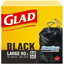 Glad Black Garbage Bags - Large 90 Litres - ForceFlex Drawstring, 60 Trash Bags, Made in Canada of Global Components
