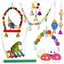12 Packs Bird Toys Parrot Swing Toys - Chewing Hanging Bell Pet Birds Cage Toys Suitable for Small Parakeets, Conures, Love Birds, Cockatiels, Macaws, Finches