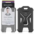 Heavy Duty Badge Holder 2-Pack, Vertical/Polycarbonate ID Card Holder, Credit Card Holder Wallet Holds 5 Cards, Black