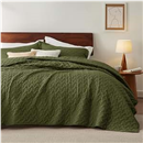 Bedsure Queen Lightweight Basket Weave Quilt Set Olive Green