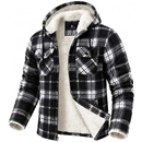 GEEK LIGHTING Men's Flannel Shirts Jacket Sherpa Lined Plaid Zipper Hoodie
