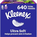 Kleenex Ultra Soft Facial Tissues, 8 Cube Boxes, 80 Tissues per Box