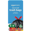 Amazon Basics 39 Gallon Lawn & Leaf Heavy Duty Drawstring Trash Bags, 20% Post Consumer Recycled, 40 Count, Black