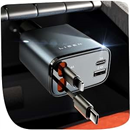 LISEN Retractable Car Charger, 84W Car Charger USB C Fast Charge,4 in 1