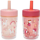 Zak Designs Fairy and Rainbow Capri 9oz Leak-Proof Toddler Cups, 2-Pack