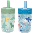 Zak Designs Dino and Bubble Bay Capri 9oz Leak-Proof Toddler Cups, 2-Pack