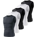 5 Pack Compression Shirt Men - Sleeveless Athletic Basw Layer for Running