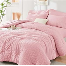 7-Piece Pink Seersucker Oversized King Comforter Set