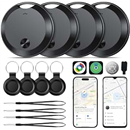 Smart Tracker Tags 4 Pack for Android & iOS, Bluetooth Tracker Tags Compatible with Apple Find My (iOS) & Google Find Hub (Android), Item Finder for Keys, Wallet, Luggage, Bags, Replaceable Battery