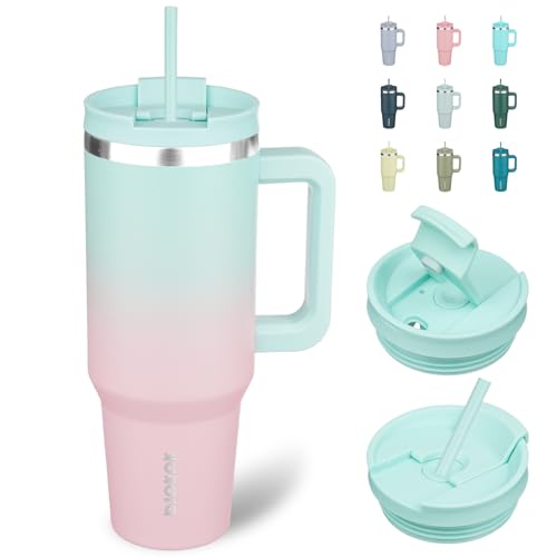 40oz Insulated Tumbler with Handle and Straw